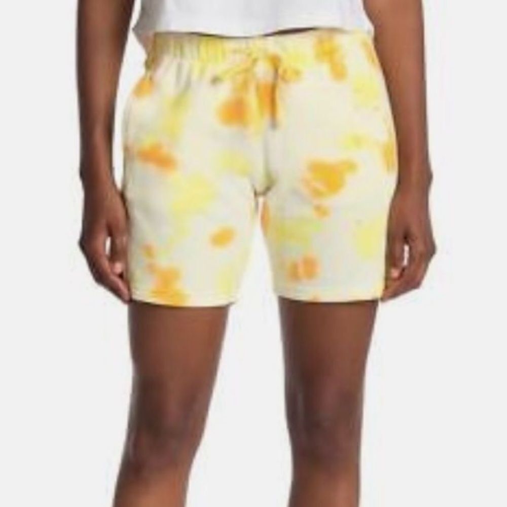 Zella Tie Dye Athletic Bike Shorts Women's M‎ Yellow Orange Drawstring Waist 326